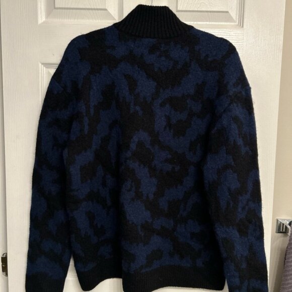 Edwin Men's Blue and Black Knit Wool Blend Sweater - Picture 6 of 6